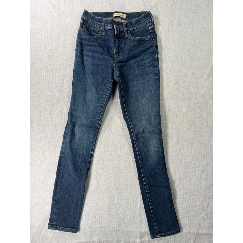 Madewell Women High Rise Skinny Jeans Dark Wash Denim Blue Stretch Size 25